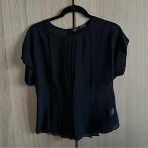 Wyatt Black Pleated Chiffon Top
